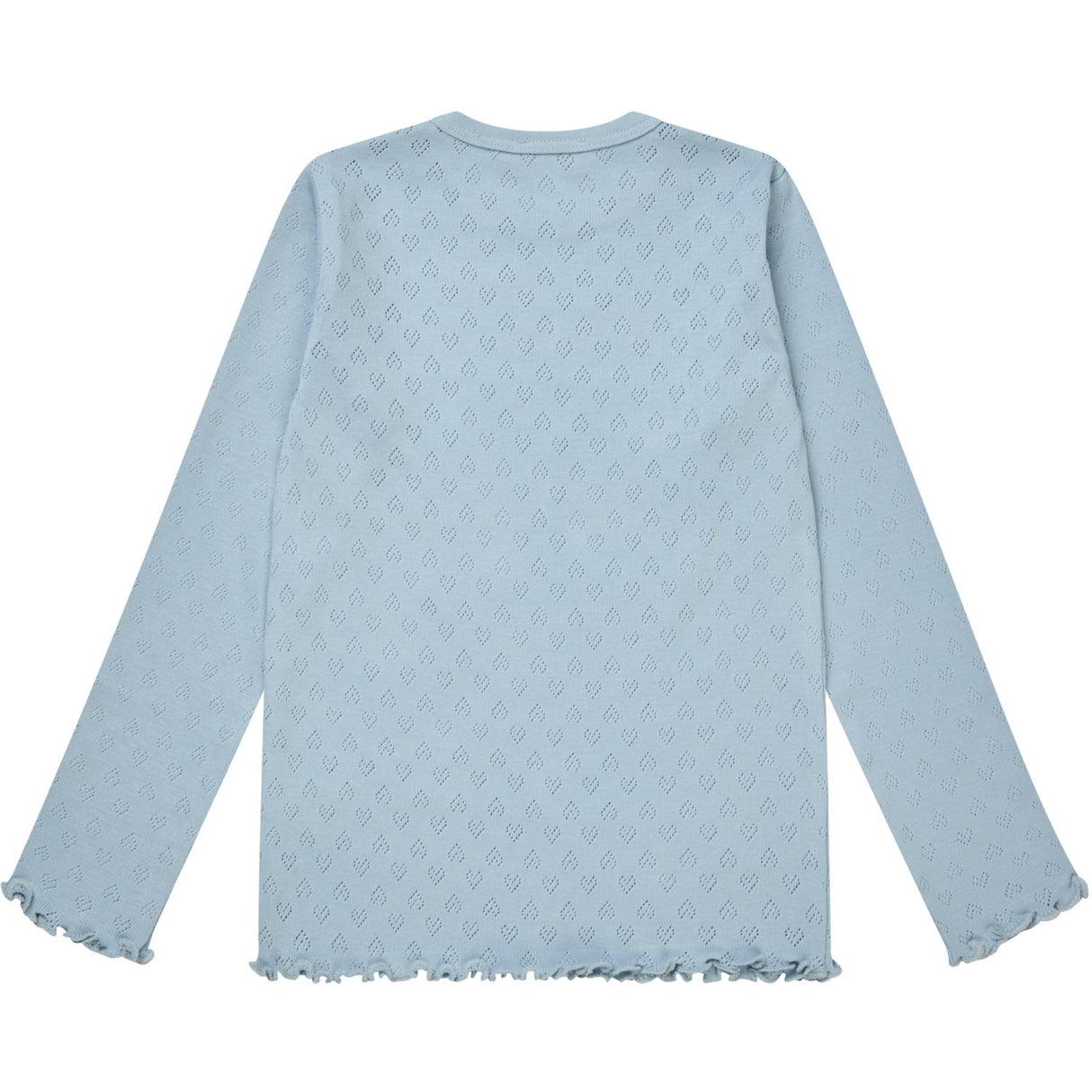 COPENHAGEN COLORS Dusty Blue Pointelle Heart Ls Tee