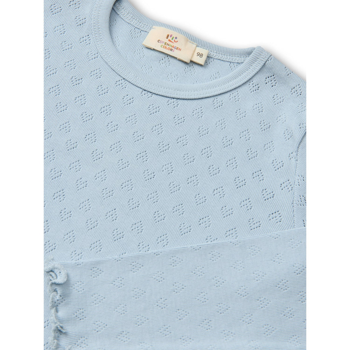 COPENHAGEN COLORS Dusty Blue Pointelle Heart Ls Tee