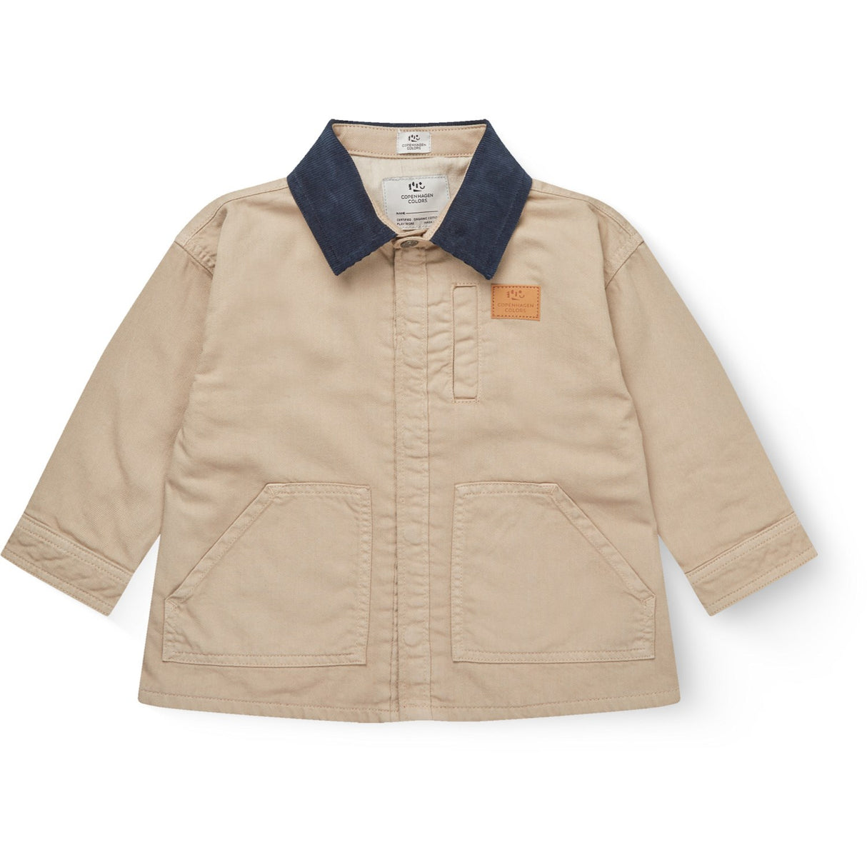 COPENHAGEN COLORS Beige Comb. Twill Jacket W. Corduroy Collar