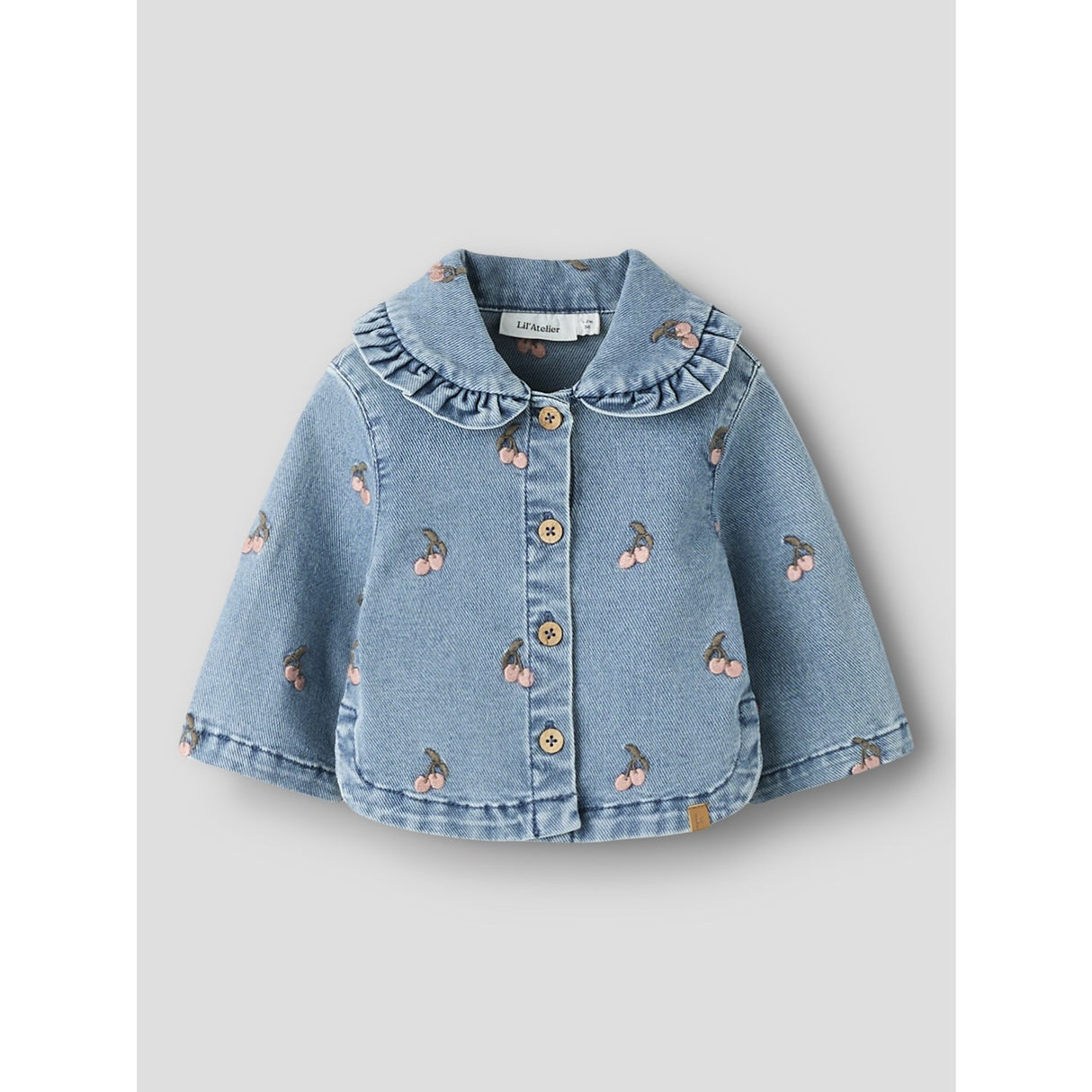 Lil'Atelier Medium Blue Denim Cherry Nbfdeva Loose Dnm Emb Jacket 2024-Es Lil