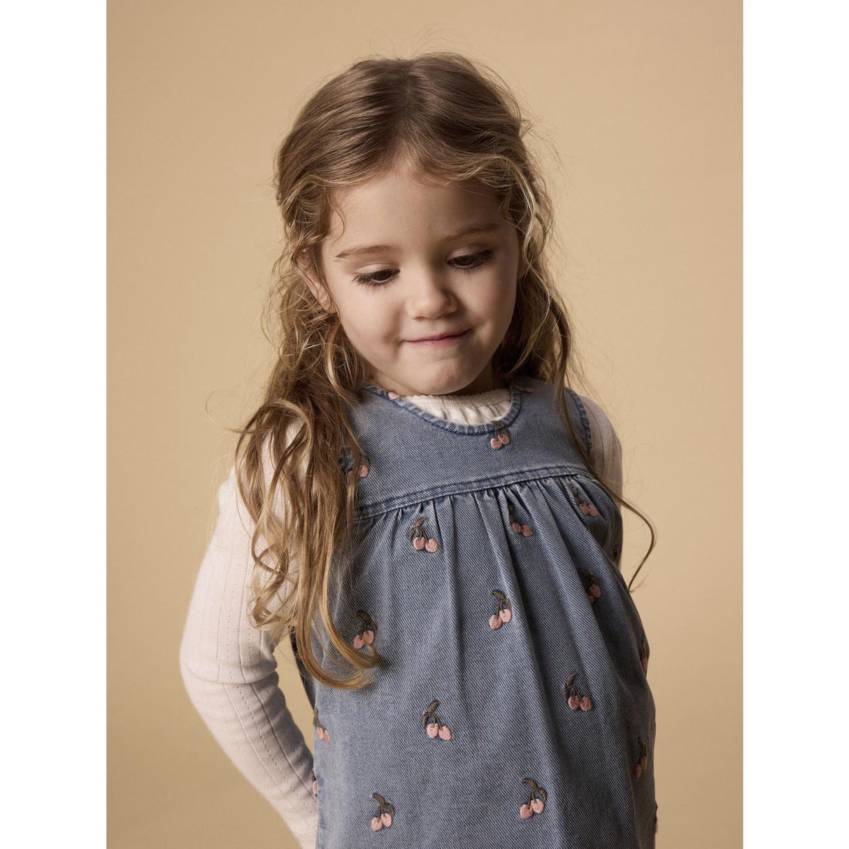 Lil'Atelier Medium Blue Denim Cherry Nmfdeva Dnm Emb Spencer 2024-Es Lil