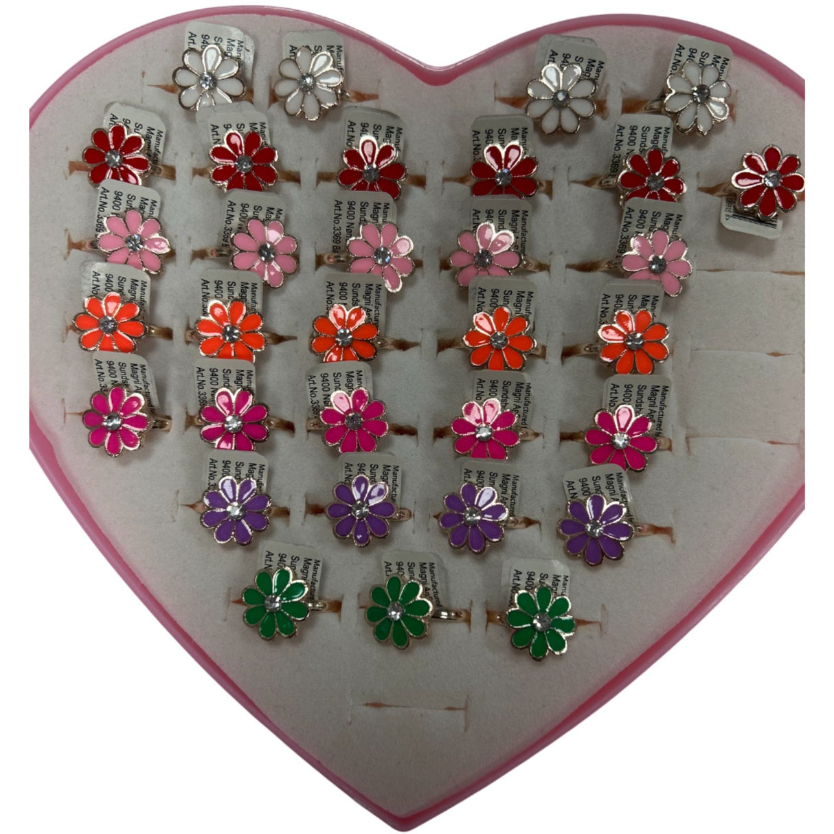 Magni Fingerringe Med Blomster, Nikkelfri, Assorteret