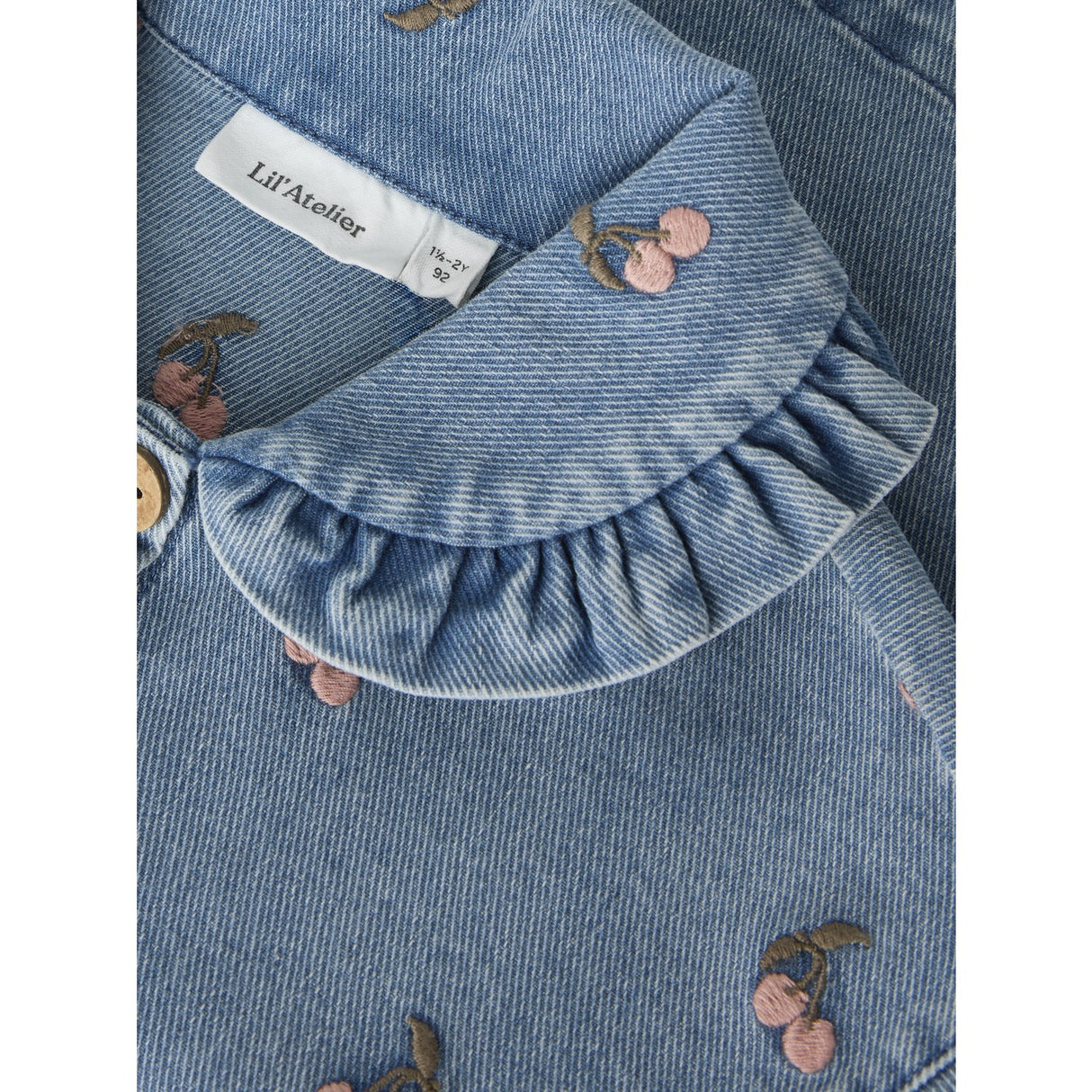 Lil'Atelier Medium Blue Denim Cherry Nmfdeva Loose Dnm Emb Jacket 2024-Es Lil