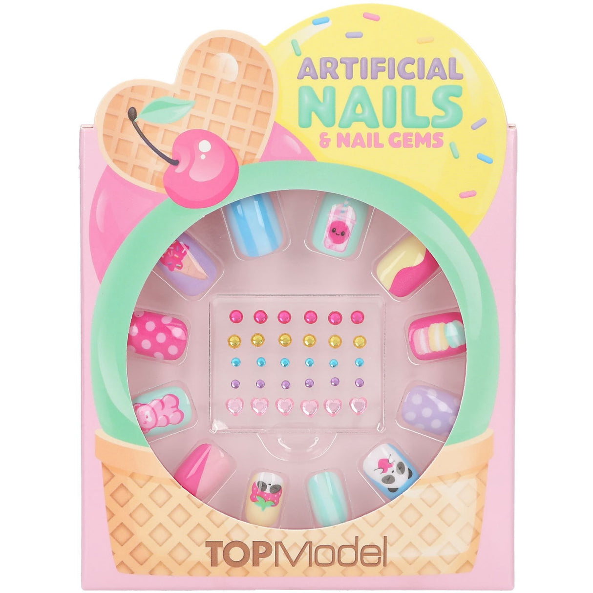 TOPModel Candy Glam Artificial Nails And Deco Stone Set