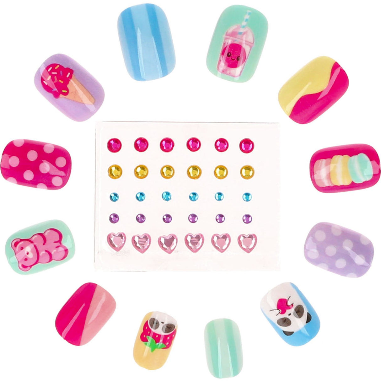 TOPModel Candy Glam Artificial Nails And Deco Stone Set