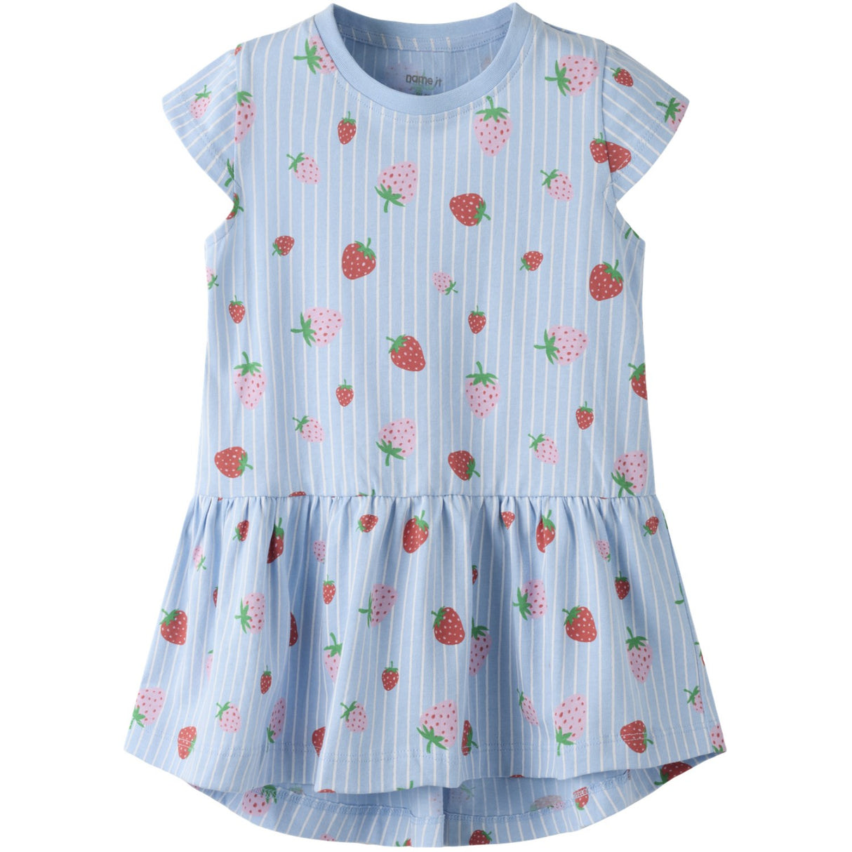 Name It Chambray Blue Striped Strawberry Nmfvigga Capsl Dress F1 Noos