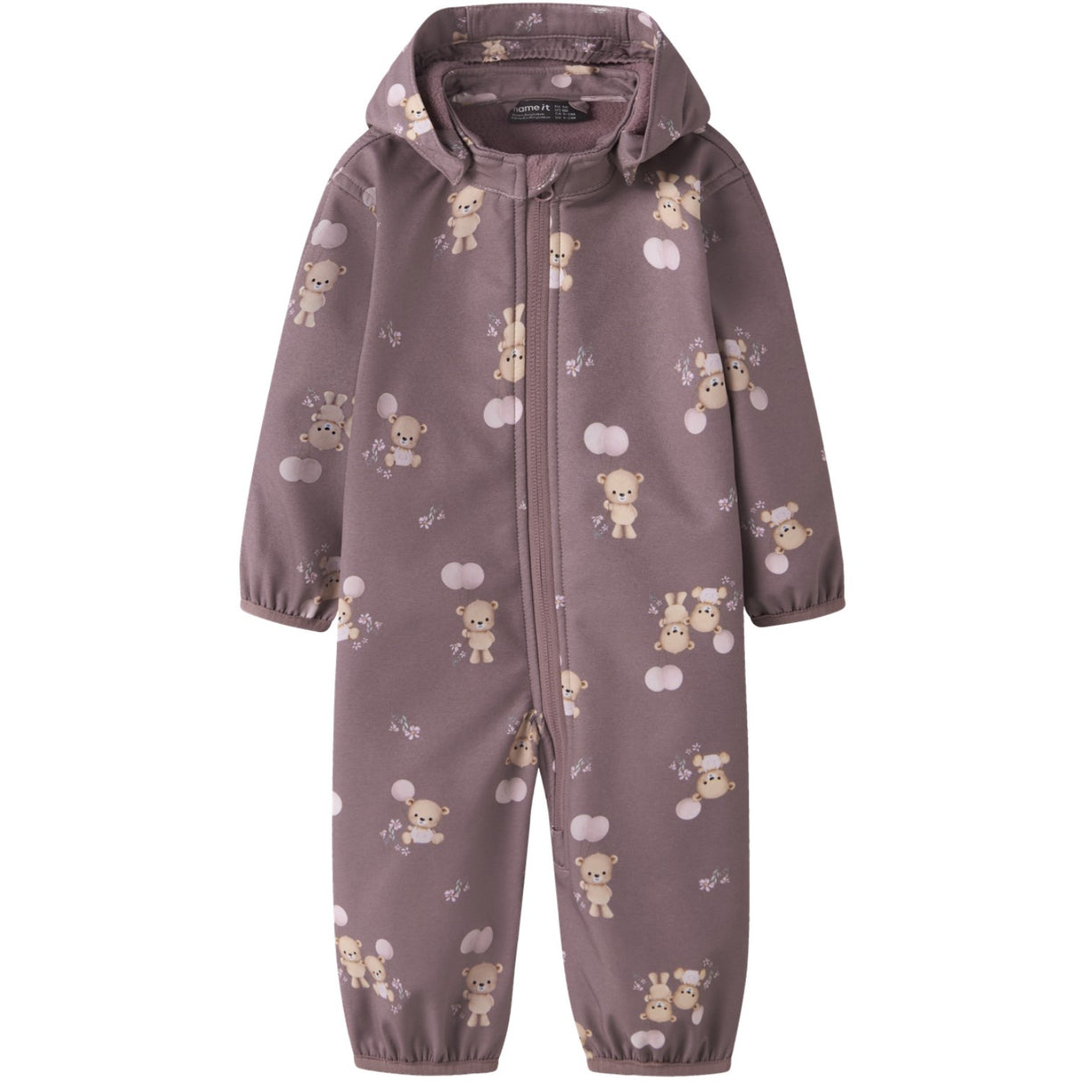 Name It Wistful Mauve Balloon Teddy Nbfalfa08 Softshell Suit AOP Fo
