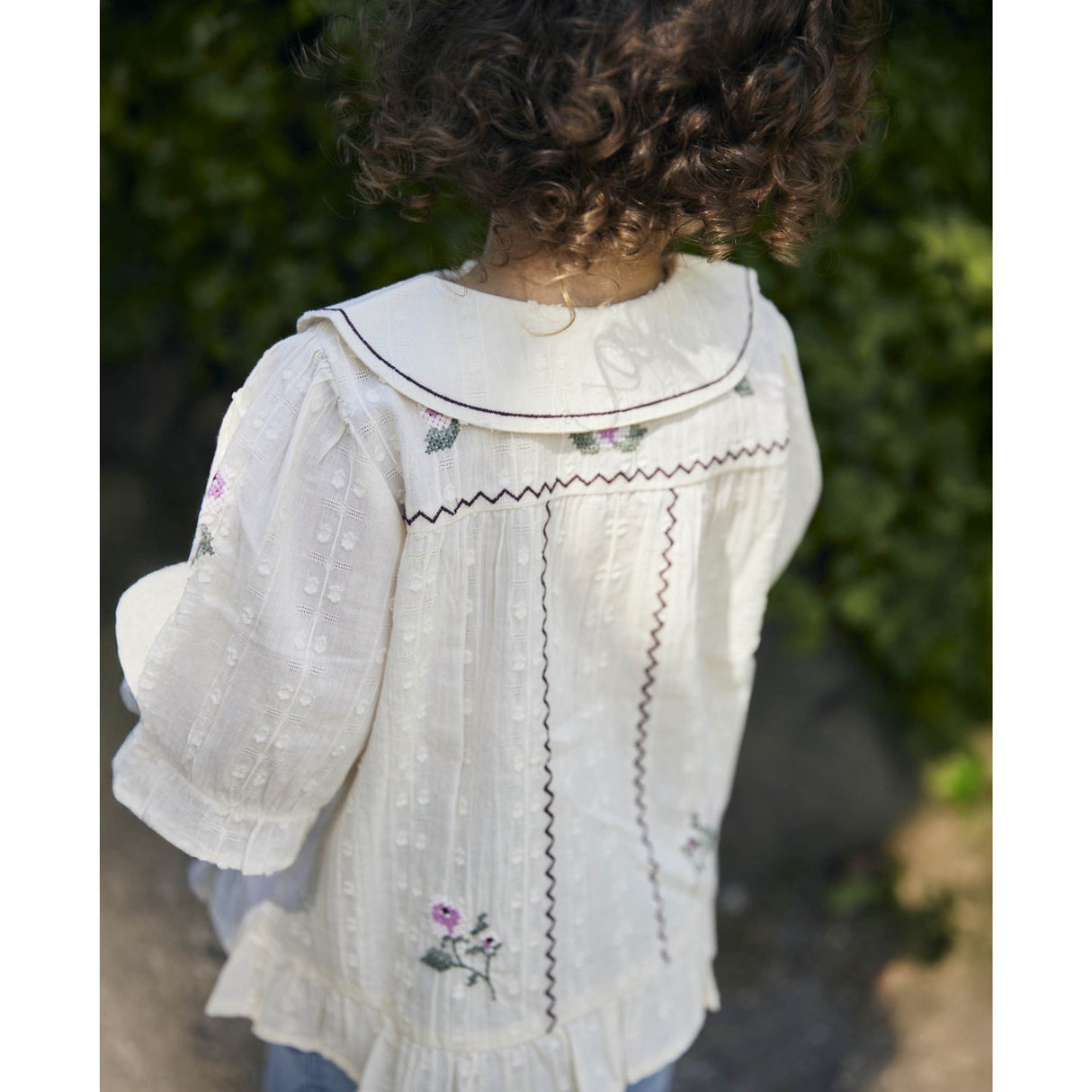 Fliink Sandshell Dobby Ss Rose Embr Blouse