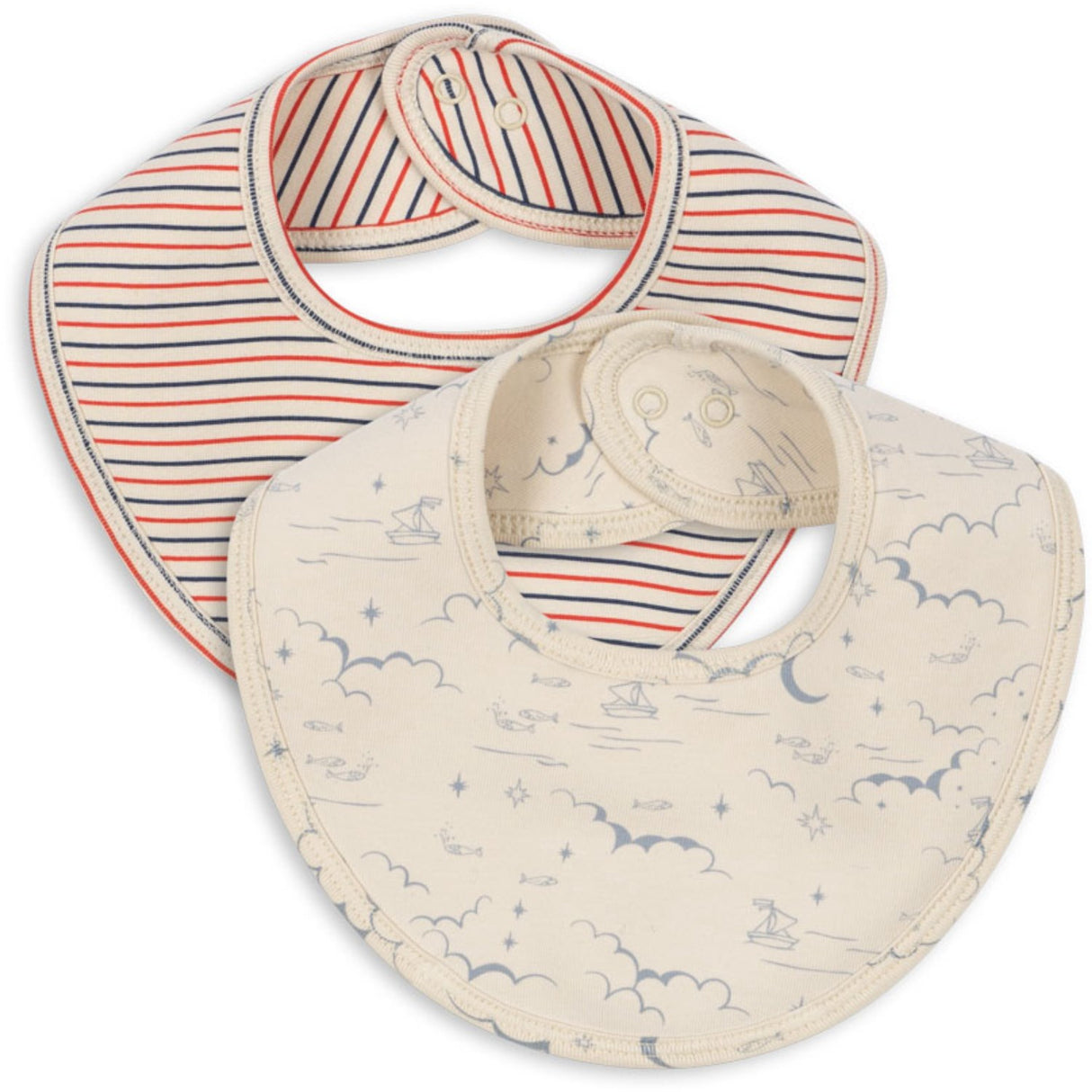 Konges Sløjd Stripe Tricolore Petit/Cielo Marino Basic 2 Pack Bibs