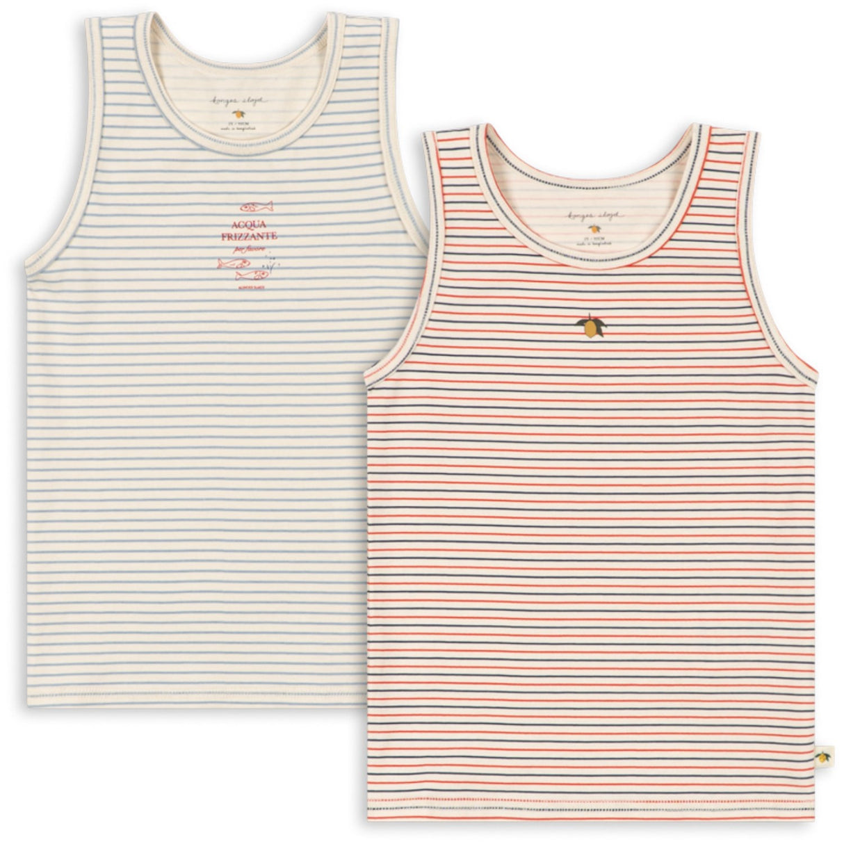 Konges Sløjd Stripe Bluie/Stripe Tricolore Petit Basic 2 Pack Tank Tops Gots