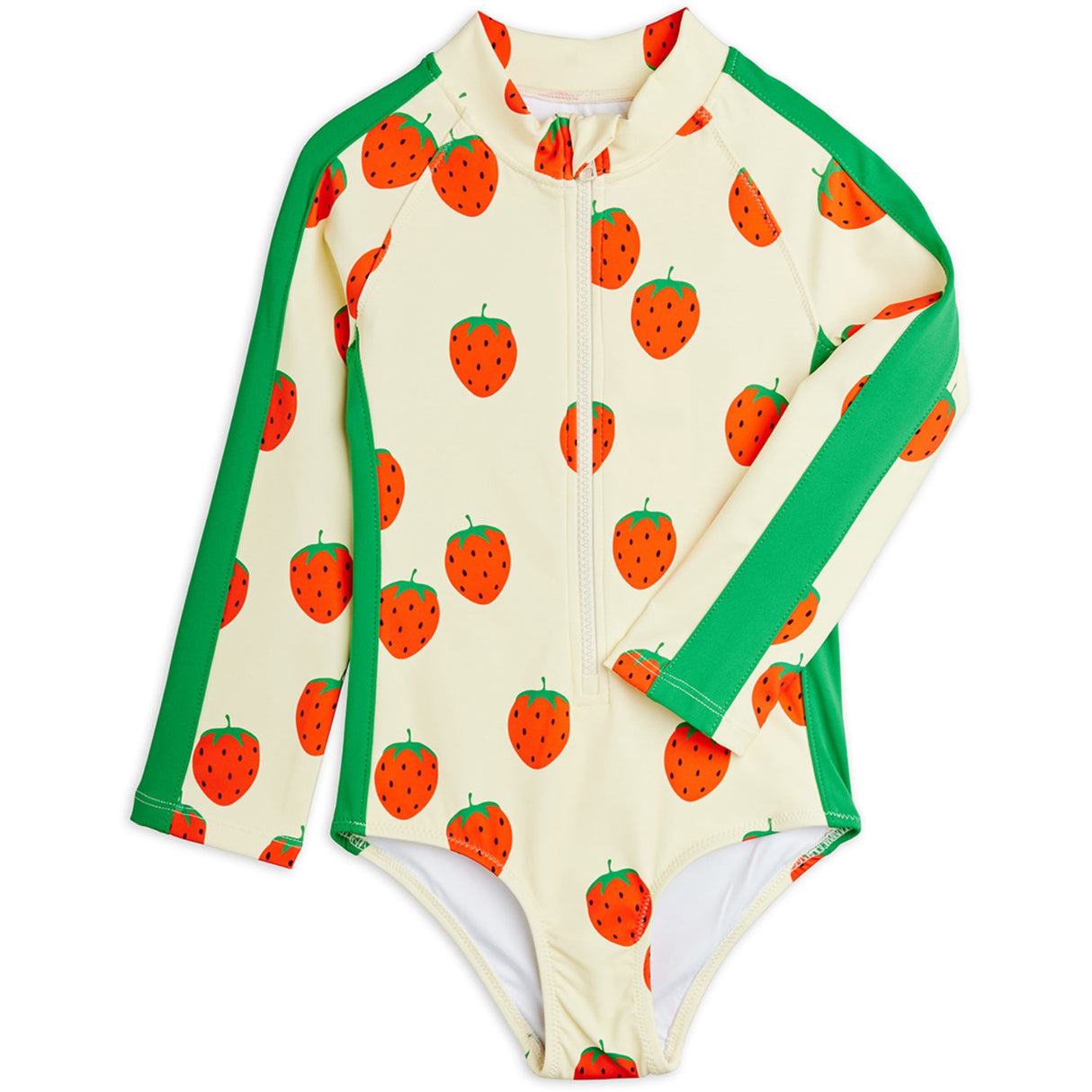 Mini Rodini Off-white Strawberries AOP Ls Uv Swimsuit