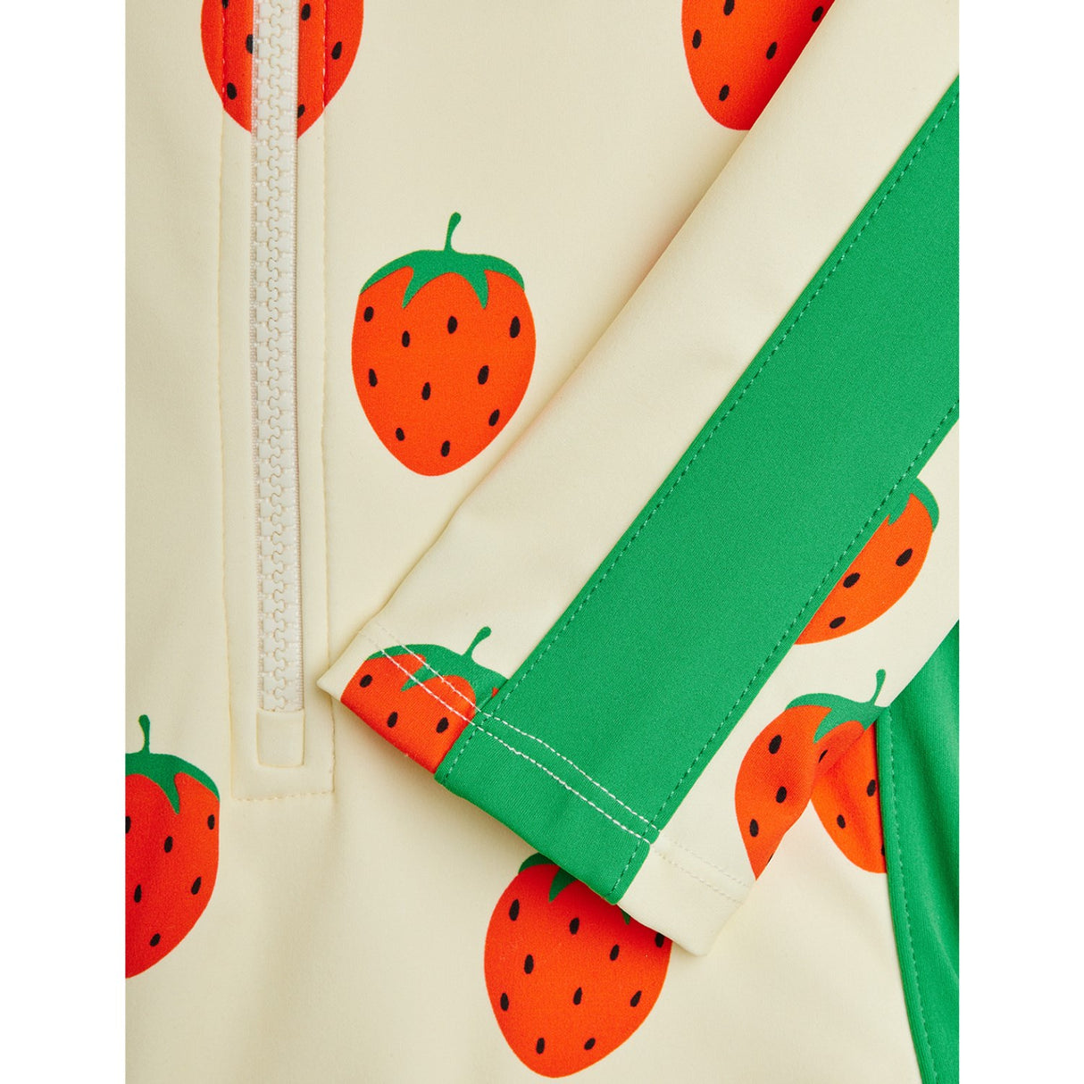Mini Rodini Off-white Strawberries AOP Ls Uv Swimsuit