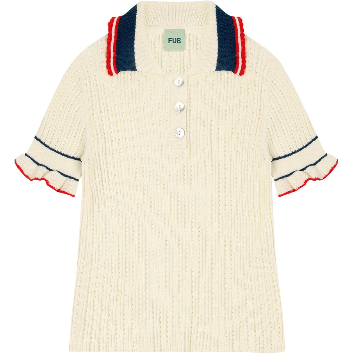 FUB Ecru Pointelle Polo