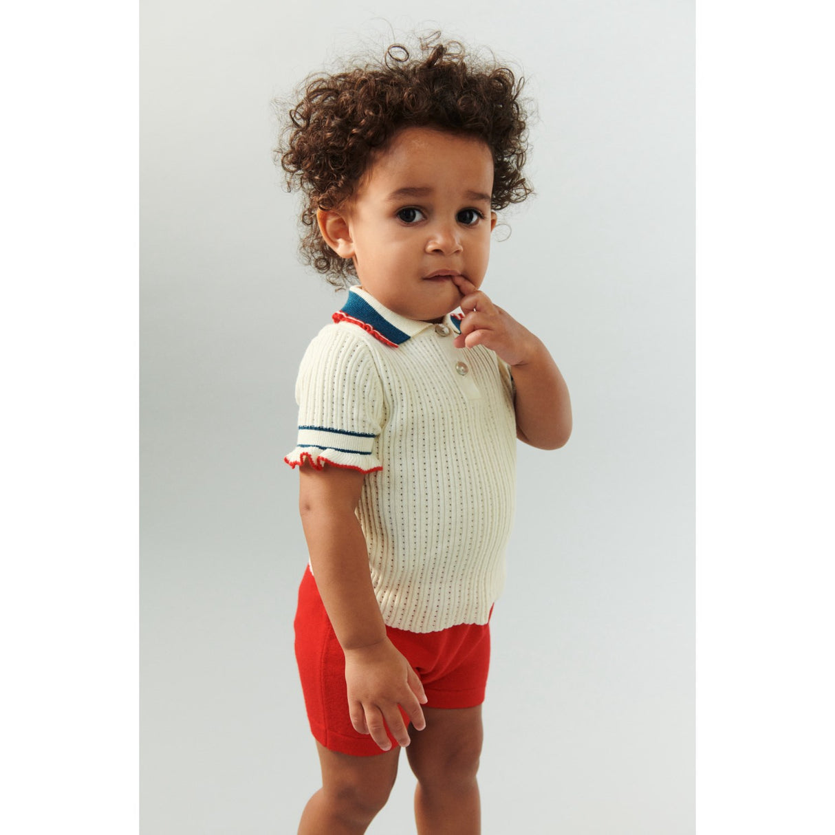 FUB Ecru Pointelle Polo