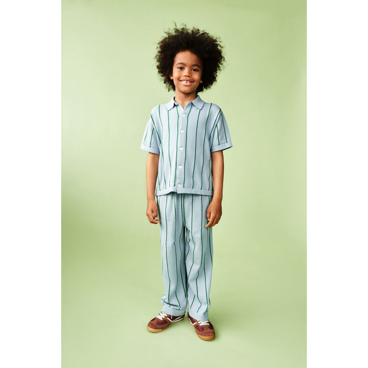 FUB Pale Blue/Pine Striped Pants
