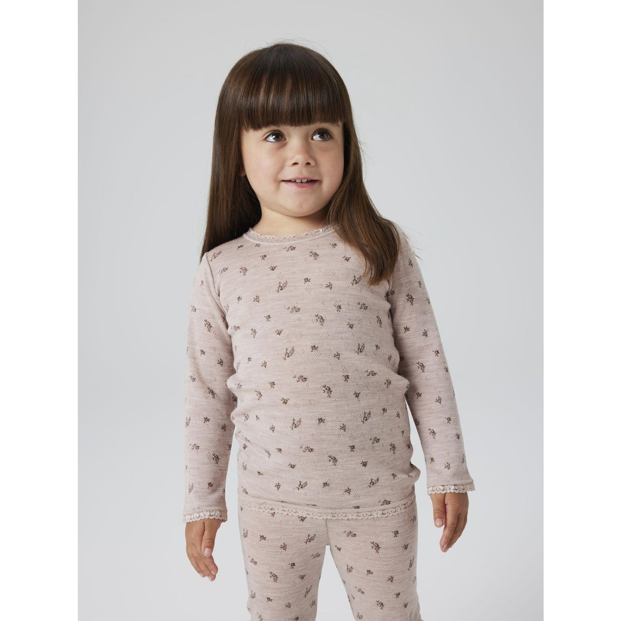 Name It Shadow Gray Small Flowers Nmfwang Wool Needle Ls Top Noos