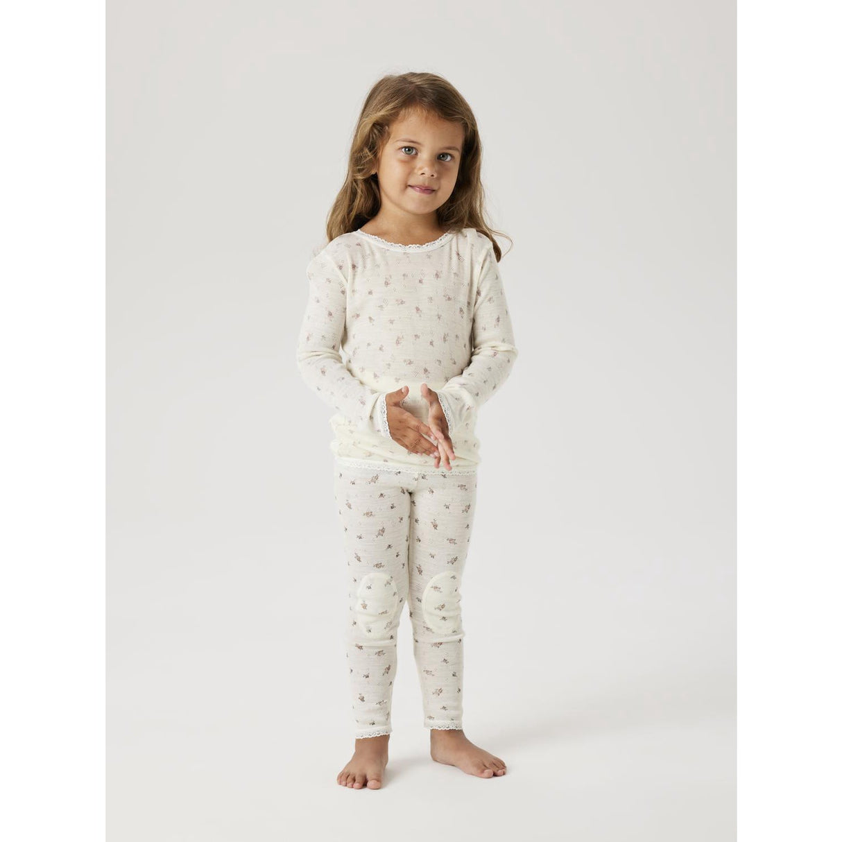 Name It Snow White Small Flowers Nmfwang Wool Needle Ls Top Noos