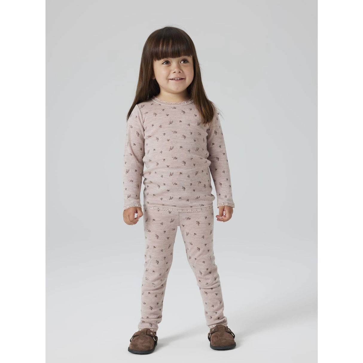 Name It Shadow Gray Small Flowers Nmfwang Wool Needle Ls Top Noos