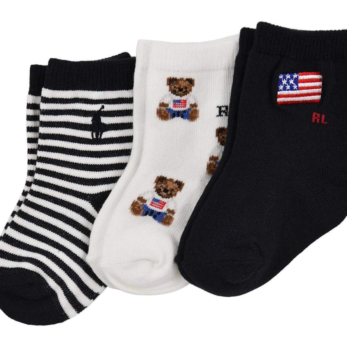 Ralph Lauren Baby White/Navy Crew Sock