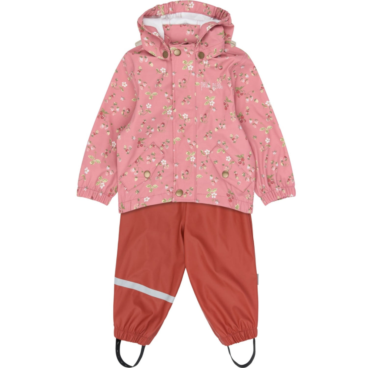 Petit Piao Dusty Rose Strawberry AOP PPDai Rainwear Set W. Susp.