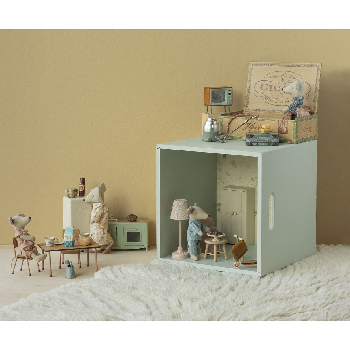 Maileg Bedstemor And -far Mus I Cigaræske