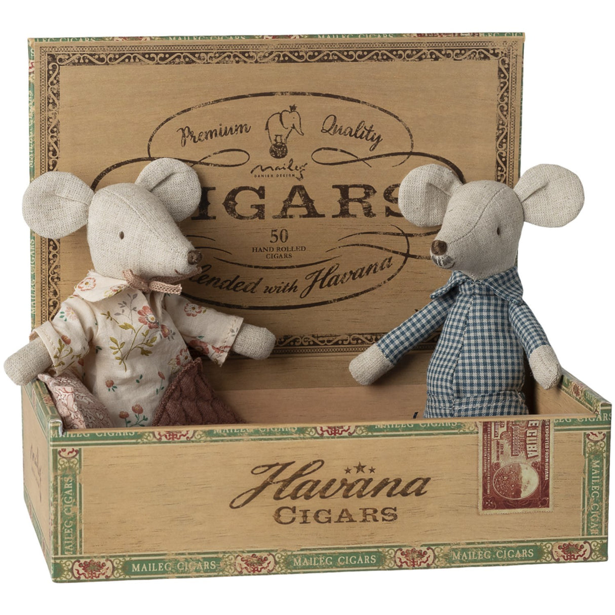 Maileg Bedstemor And -far Mus I Cigaræske