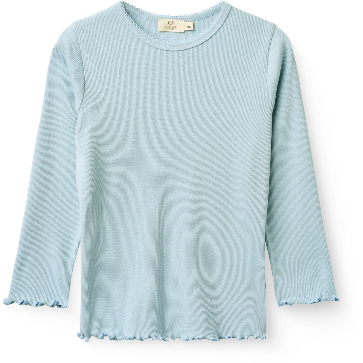 COPENHAGEN COLORS Dusty Blue Modal Rib Ls Tee W. Picot