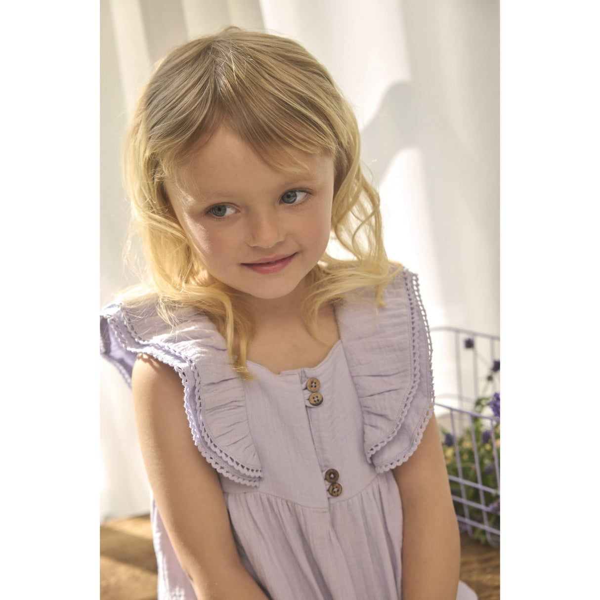 En Fant Purple Heather Dress Ss Muslin