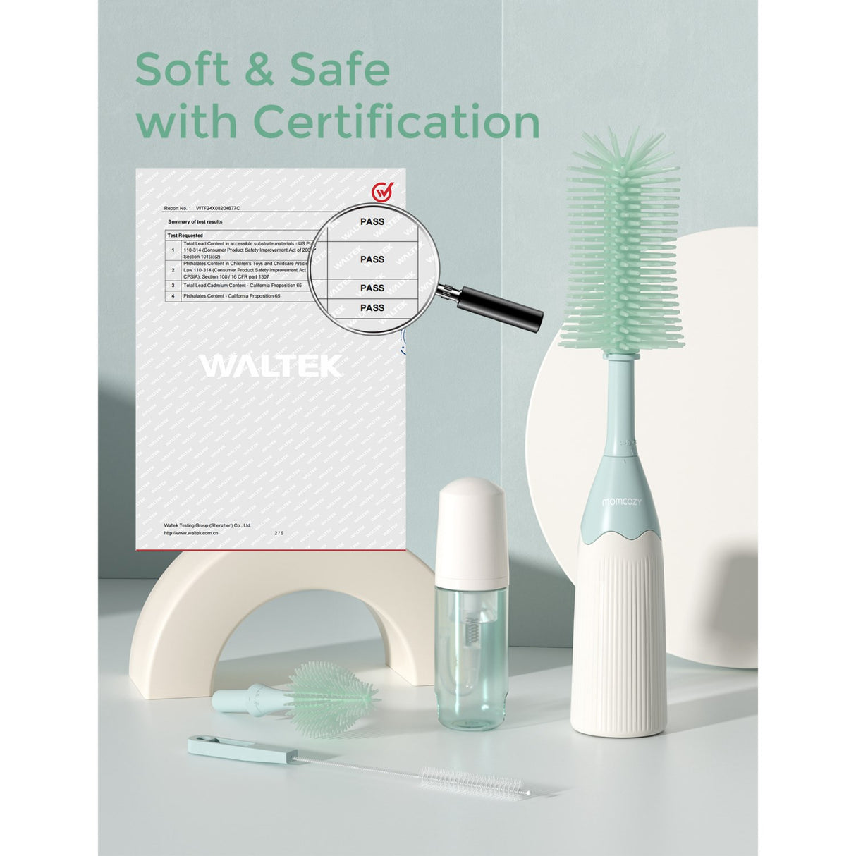 Momcozy Green Push-Press Design Bottle Brush Kit