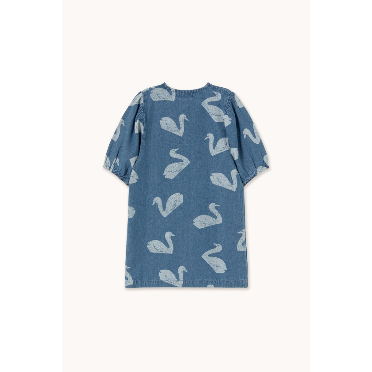 TinyCottons Medium Wash Denim Big Swans Dress