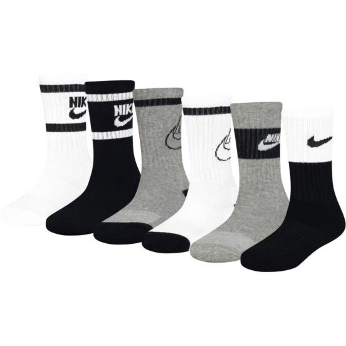 NIKE White Retro 6-Pack Crew Socks