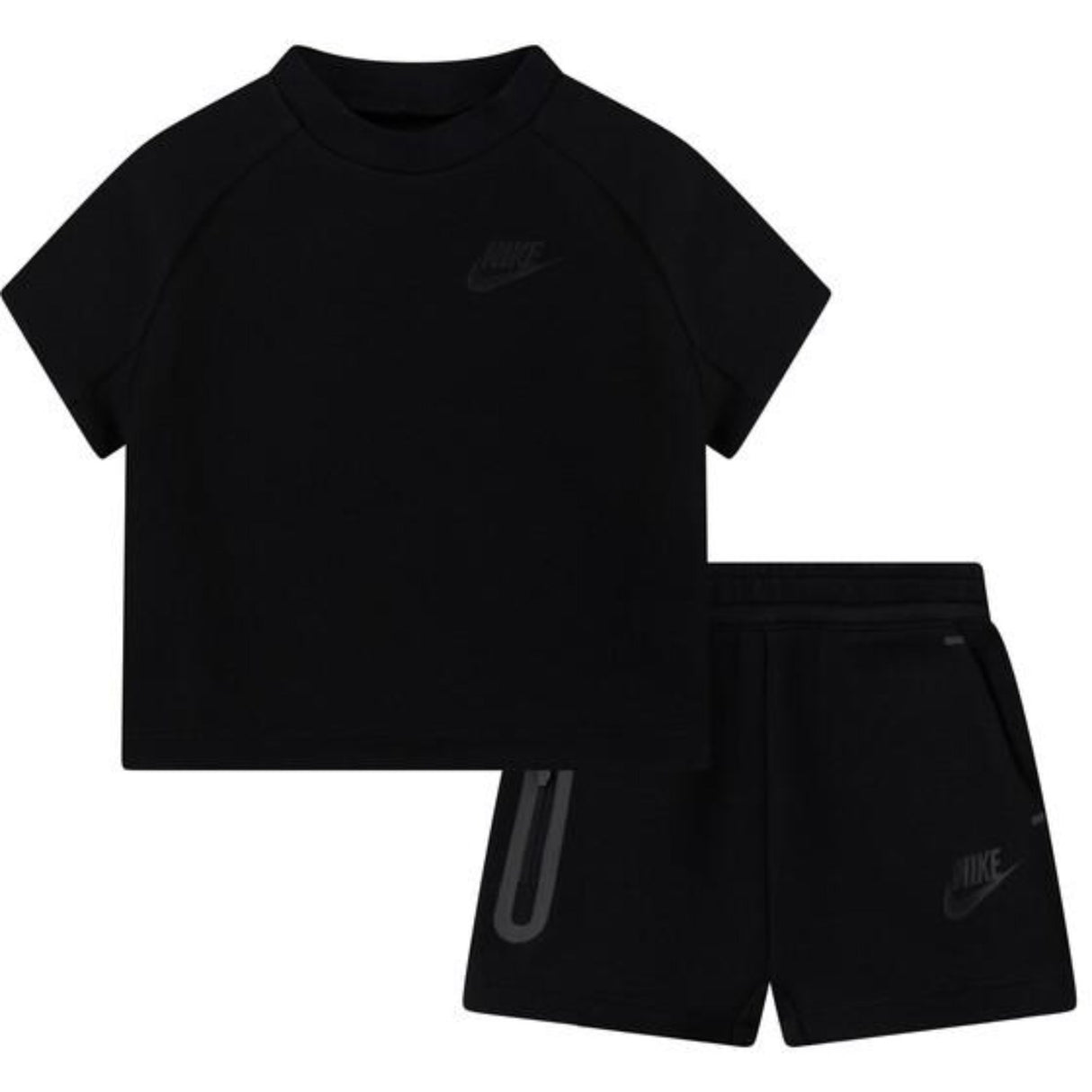 NIKE Black Tech Fleece T-Shirt Shorts Set