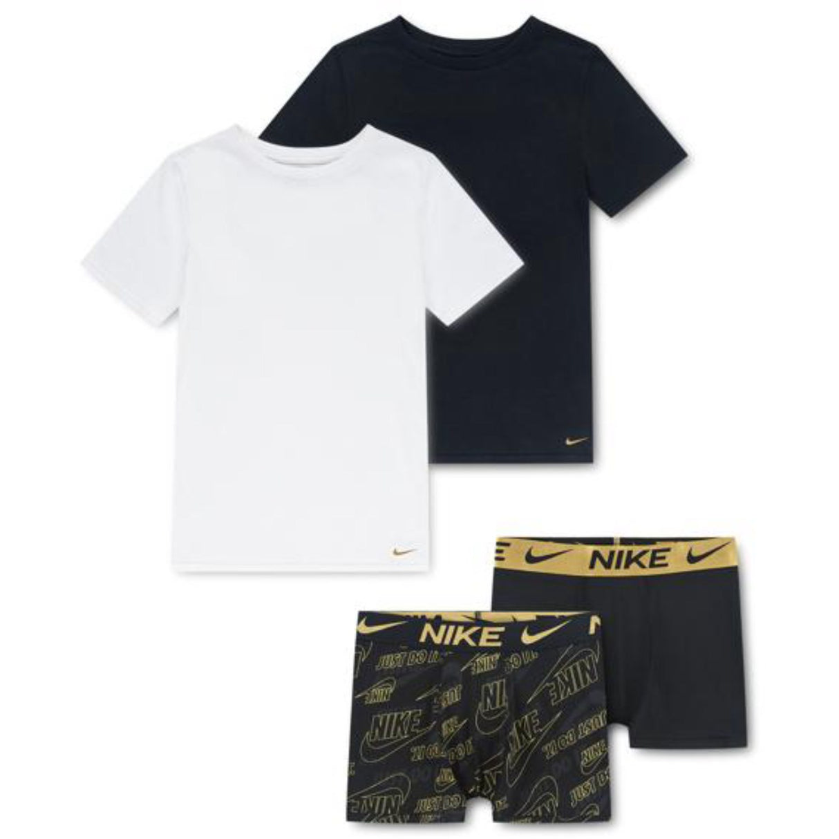 NIKE Black/Gold 4 Pcs Boxer Brief & Undershirt