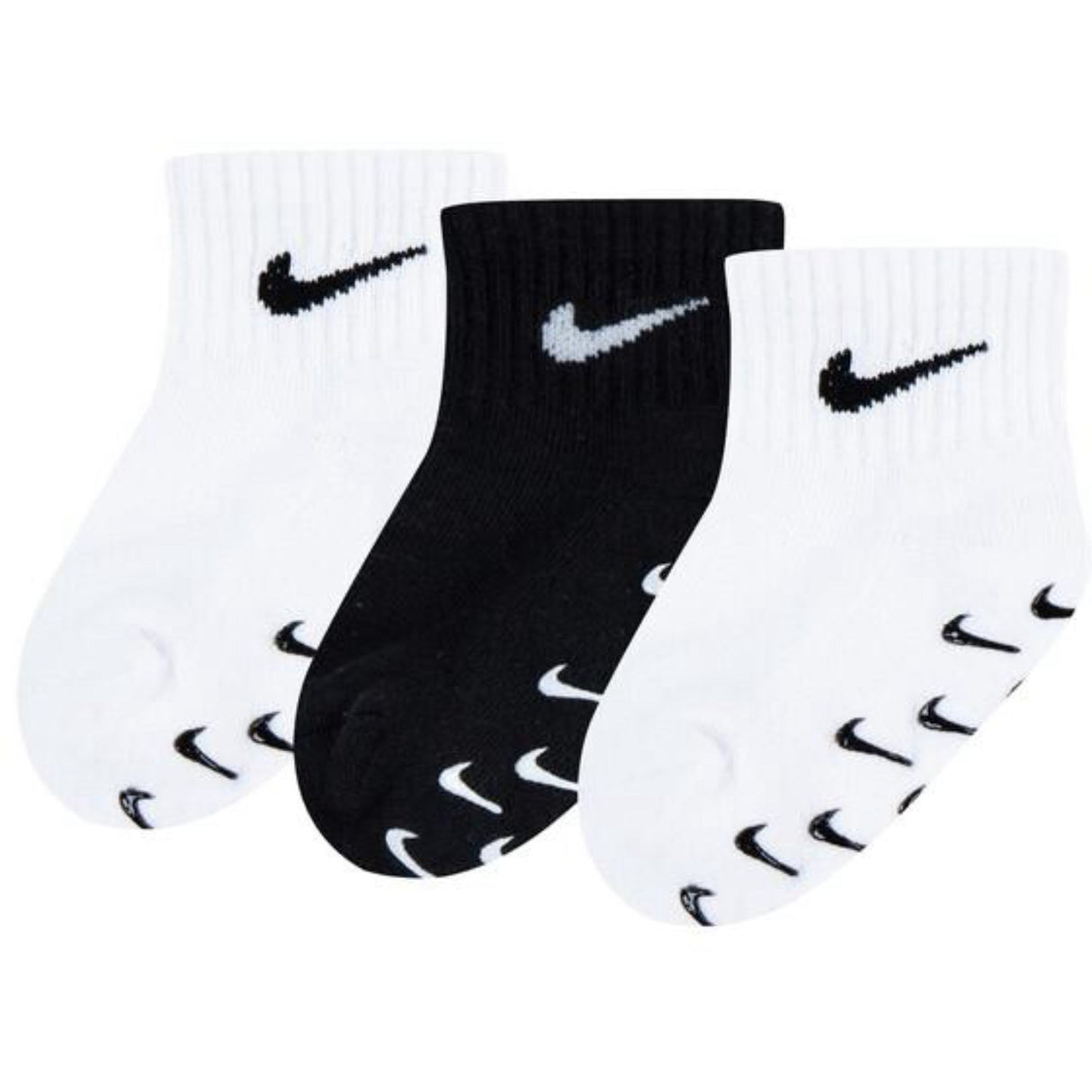 NIKE White 3-Pack Inf/Todd Gripper Qtr Socks