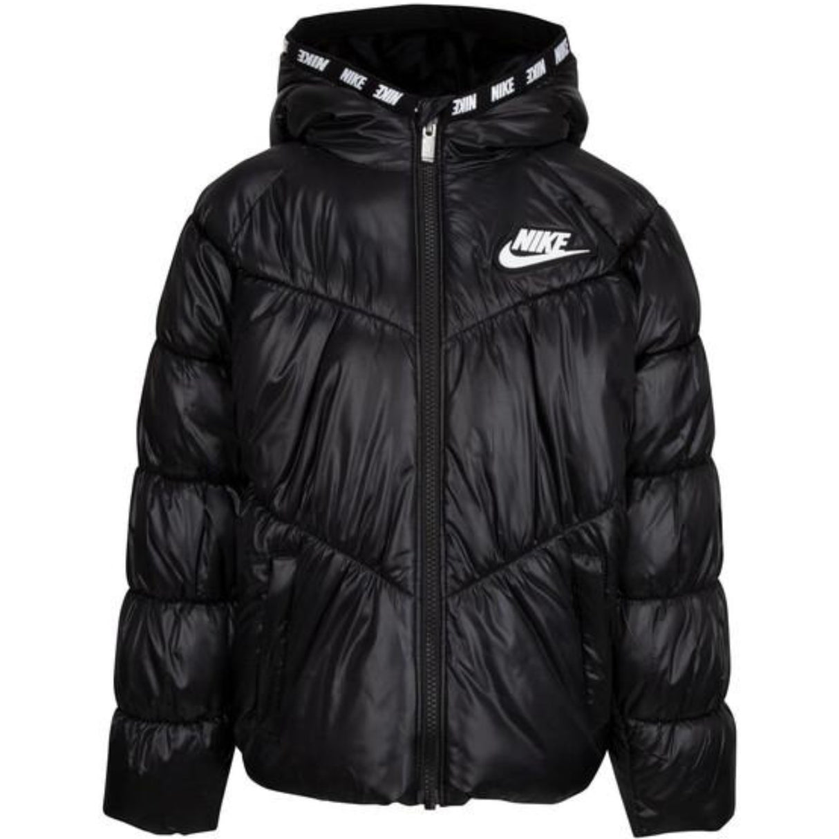 NIKE Black Chevron Cinched Puffer Jacket