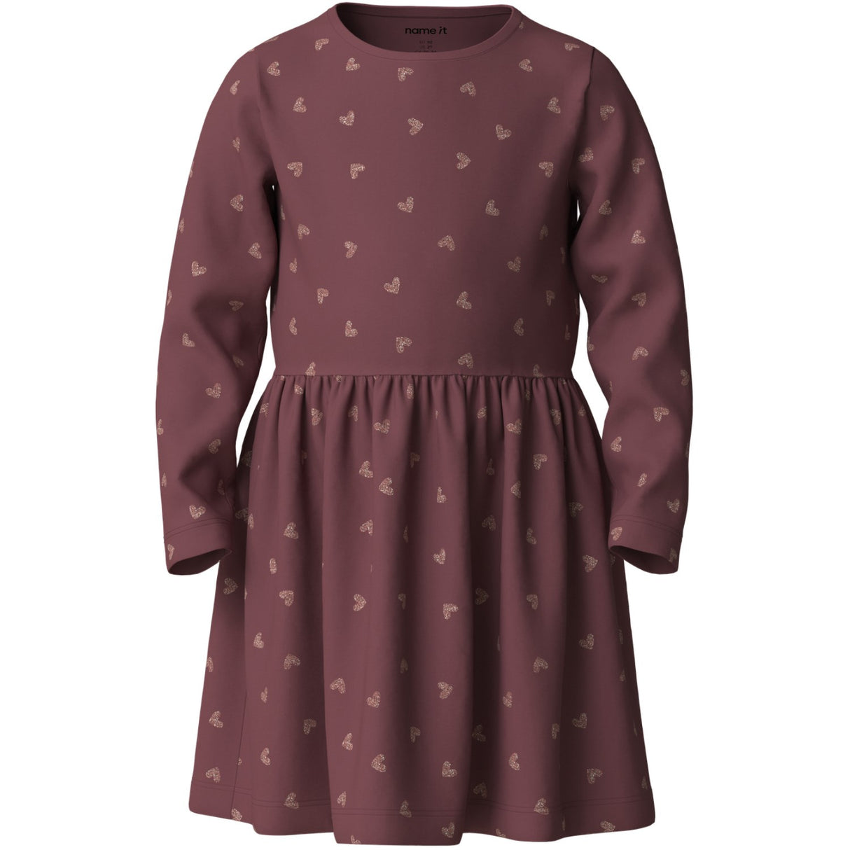 Name It Wild Ginger Pink Glitter Hearts Nmfvivian Ls Dress