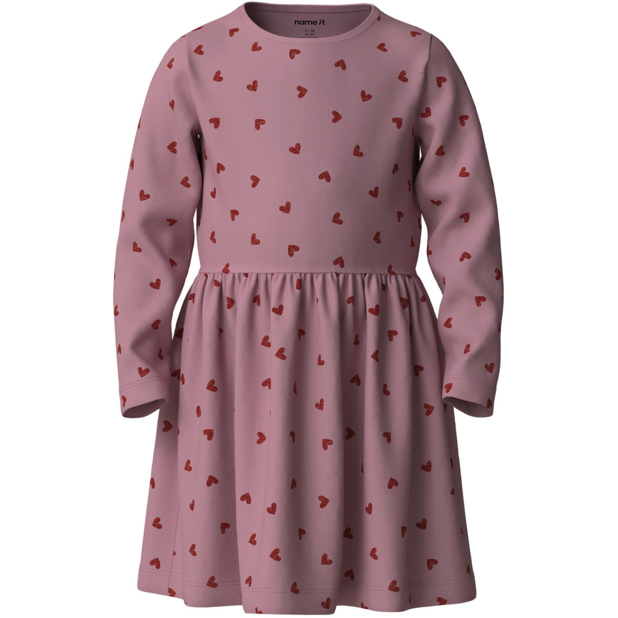 Name It Lilas Red Glitter Hearts Nmfvivian Ls Dress