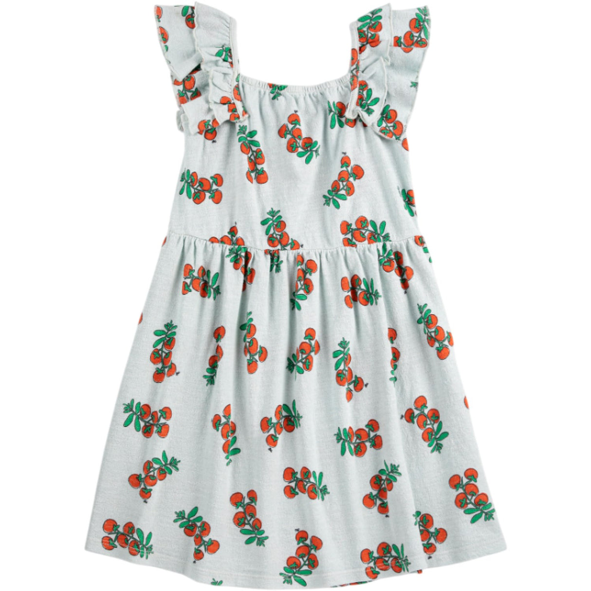 Bobo Choses Light Blue Juicy Tomatoes All Over Ruffled Dress