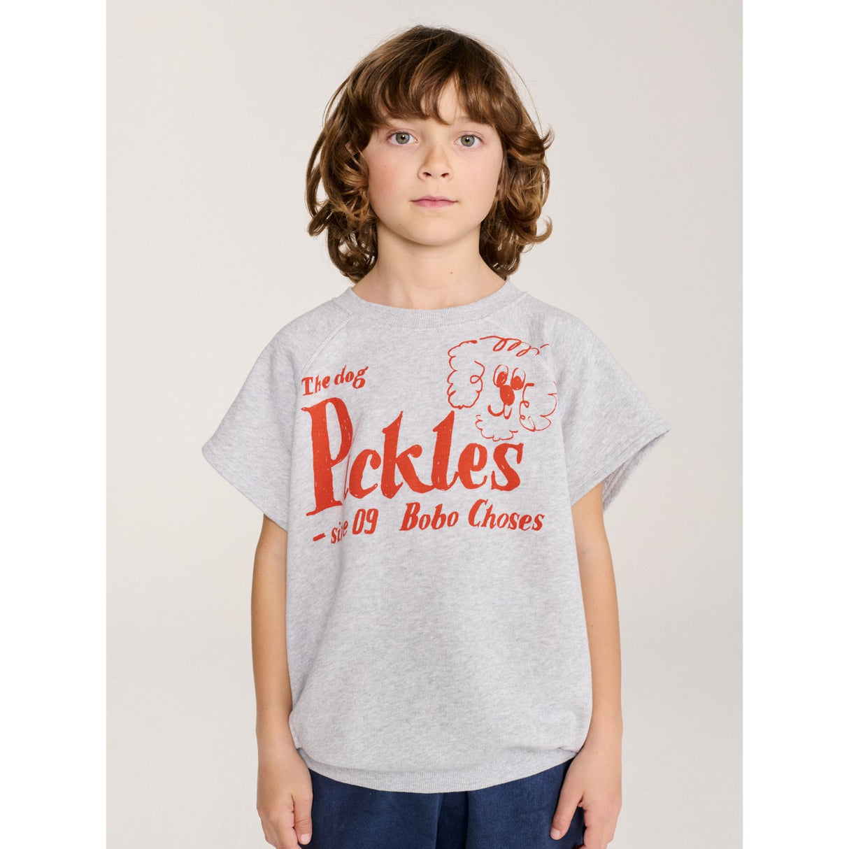 Bobo Choses Heather Grey Pickles The Dog Sleeveless Sweatshirt