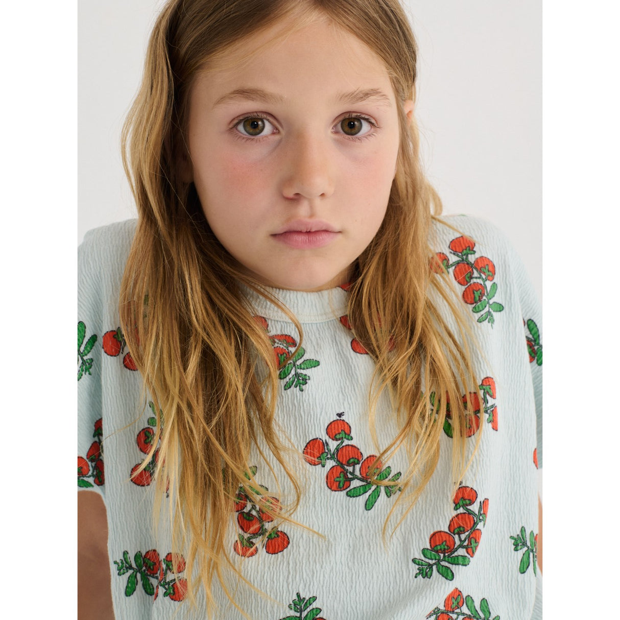 Bobo Choses Light Blue Juicy Tomatoes All Over Cropped T-Shirt