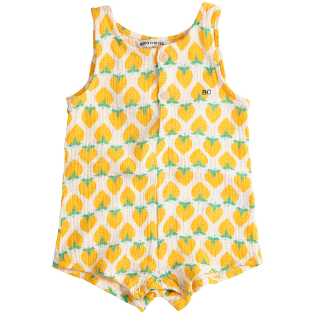 Bobo Choses White Strawberry All Over Woven Playsuit