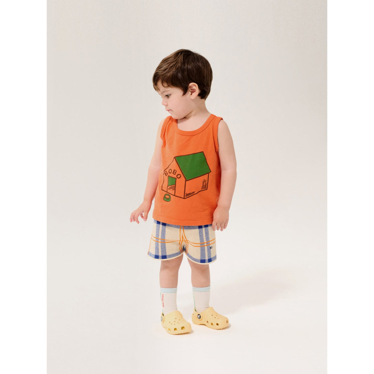 Bobo Choses White Fun Tartan Knitted Shorts