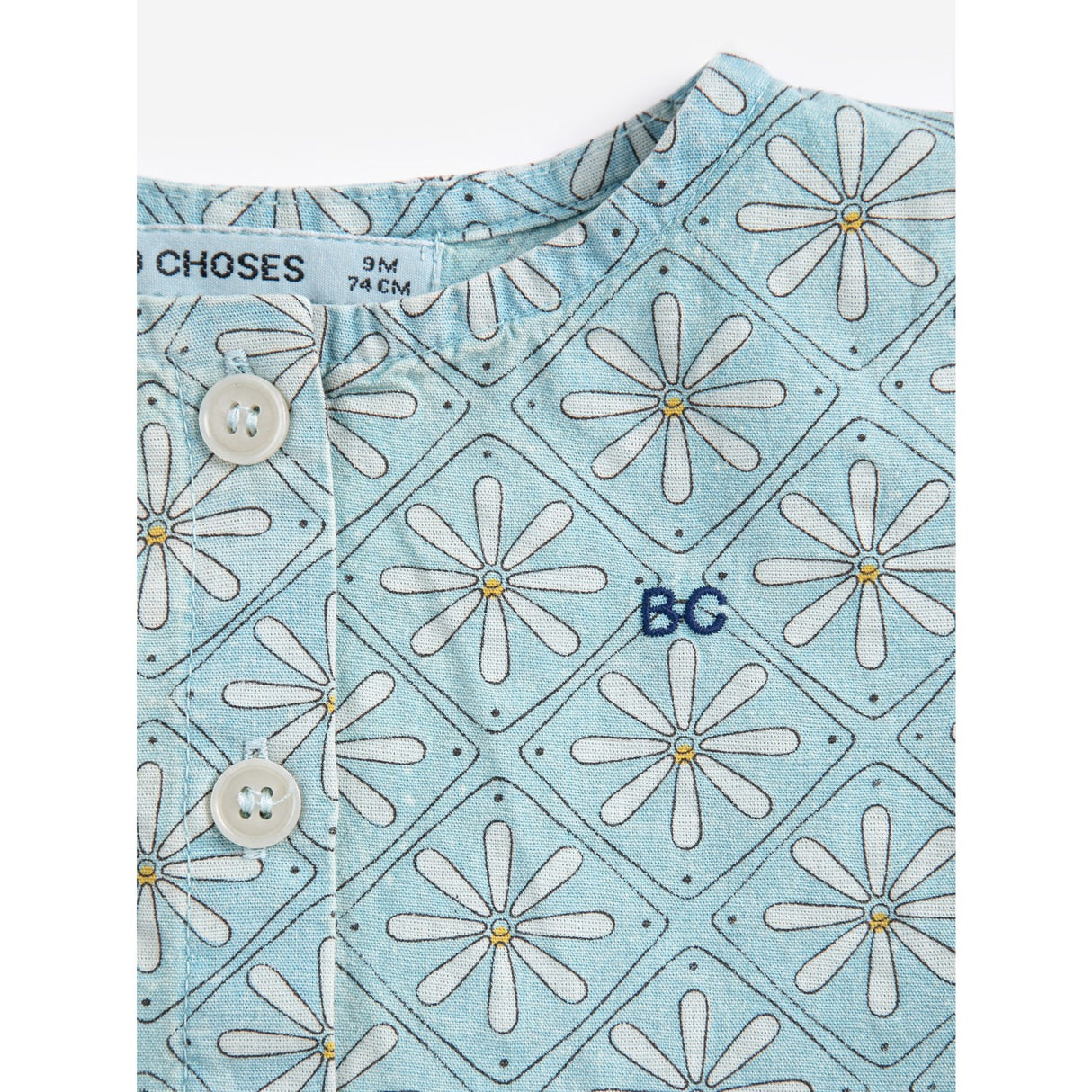 Bobo Choses Light Blue Daisy Mosaic All Over Woven Dress