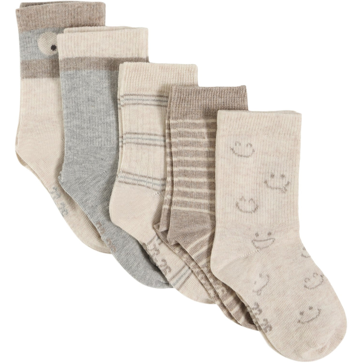 Minymo Light Grey Melange Socks W. Pattern 5-Pack