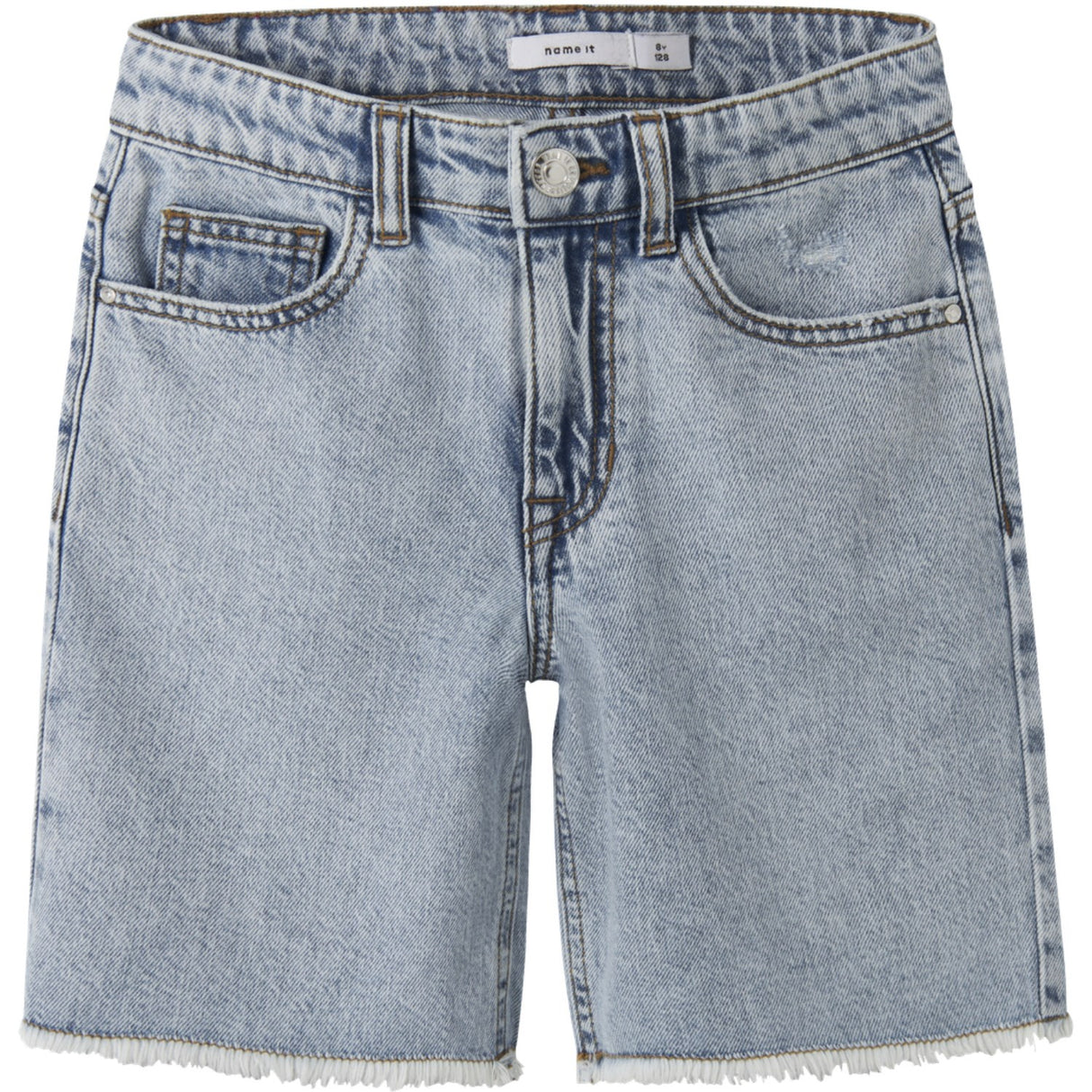 Name It Light Blue Bleached Denim Nkfbella Hw Wide Dnm Shorts 1488-Be Noos