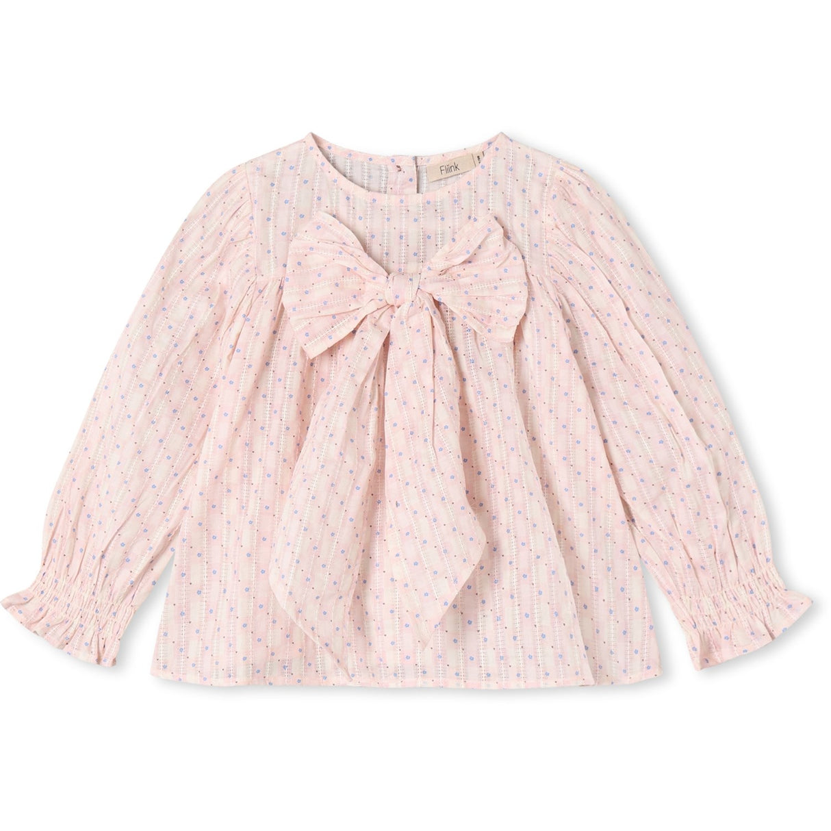 Fliink Chalk Pink Check Aop Zorro Ls Bow Blouse