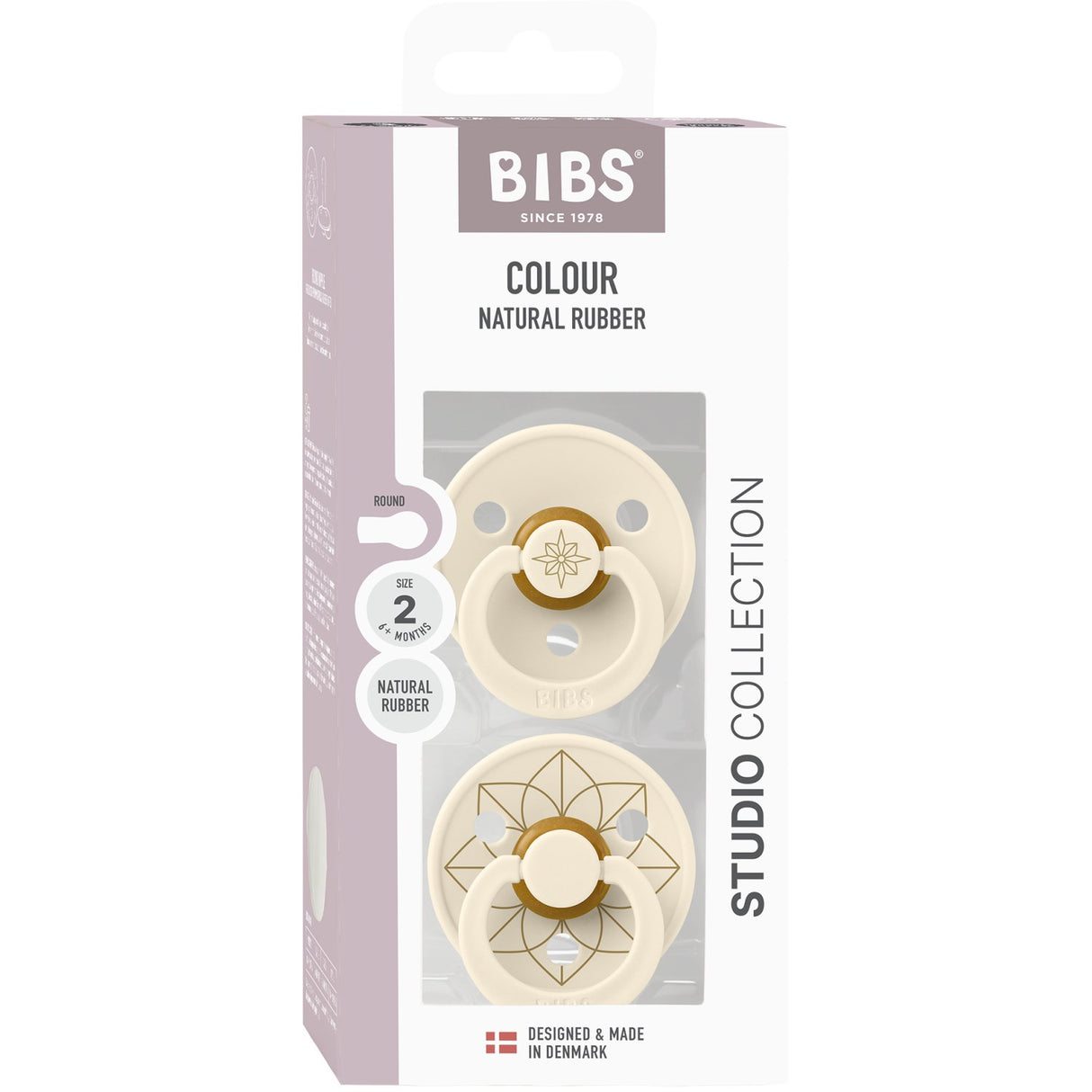 Bibs Ivory Gold Pacifier Studio Colour 2 Pack Noor Latex