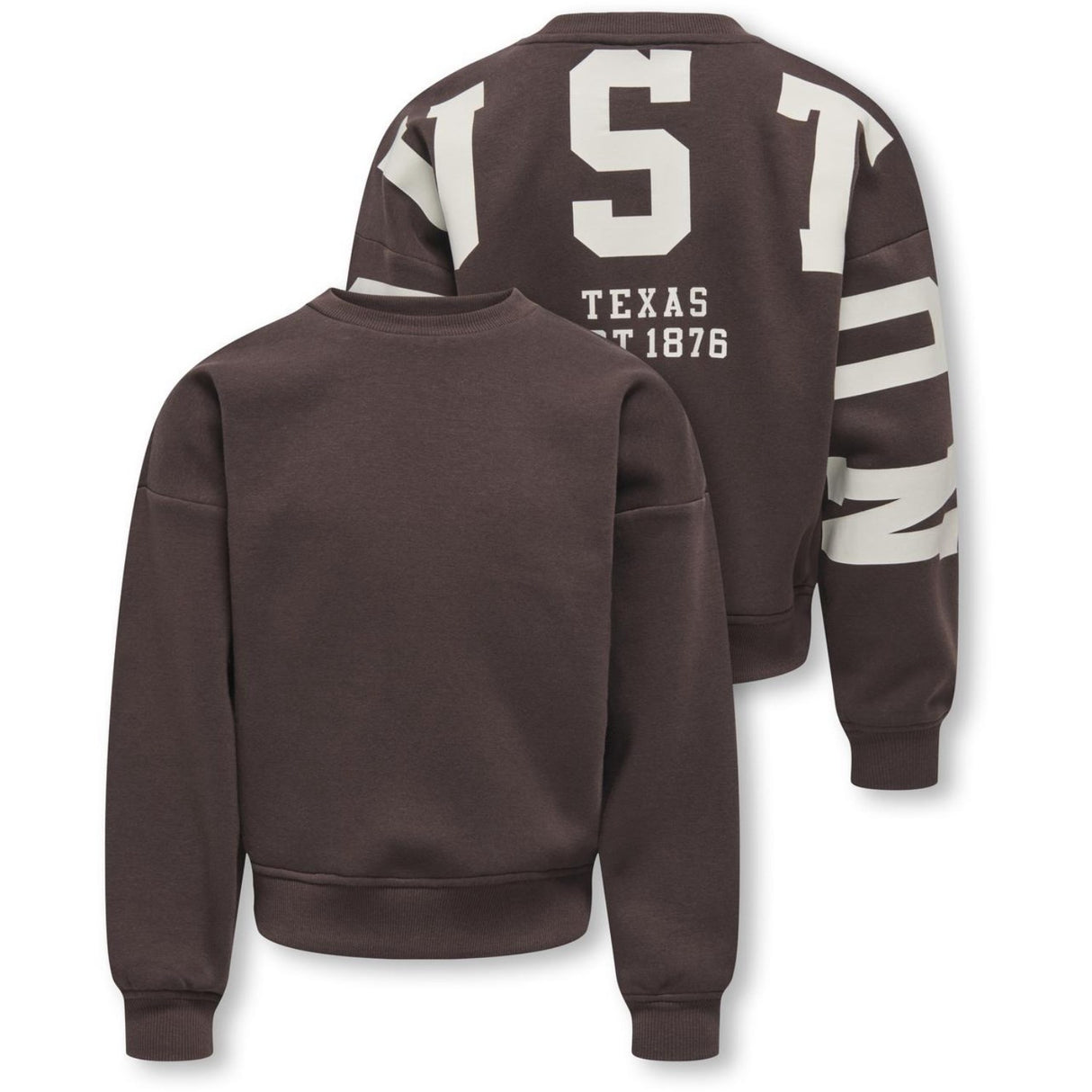 kids ONLY Coffee Bean Birch/Houston Kogsweat L/S Back/Sleeve Print Swt Noos