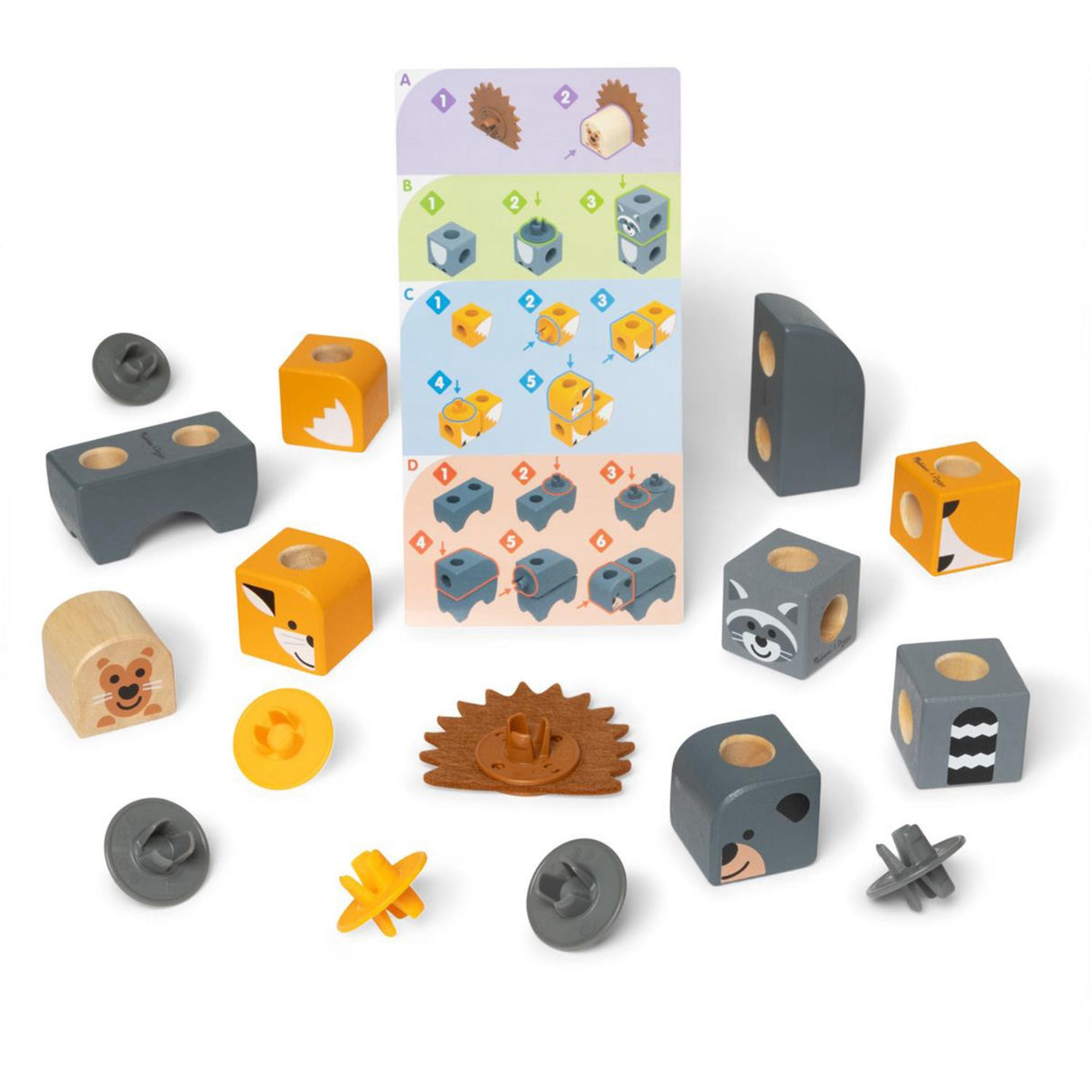 Melissa & Doug Multifarvet Blockables Playset Skovens Dyr 16Pcs