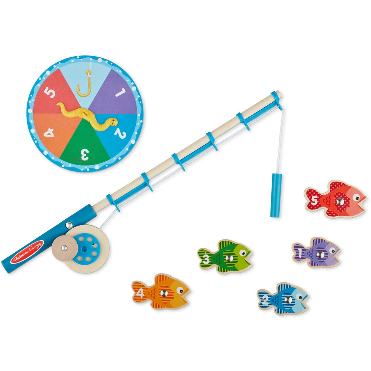 Melissa & Doug Multifarvet Wooden Fishing Game Catch And Count